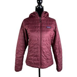Patagonia Women's Nano Puffer Hoodie Small Burgundy Jacket PrimaLoft